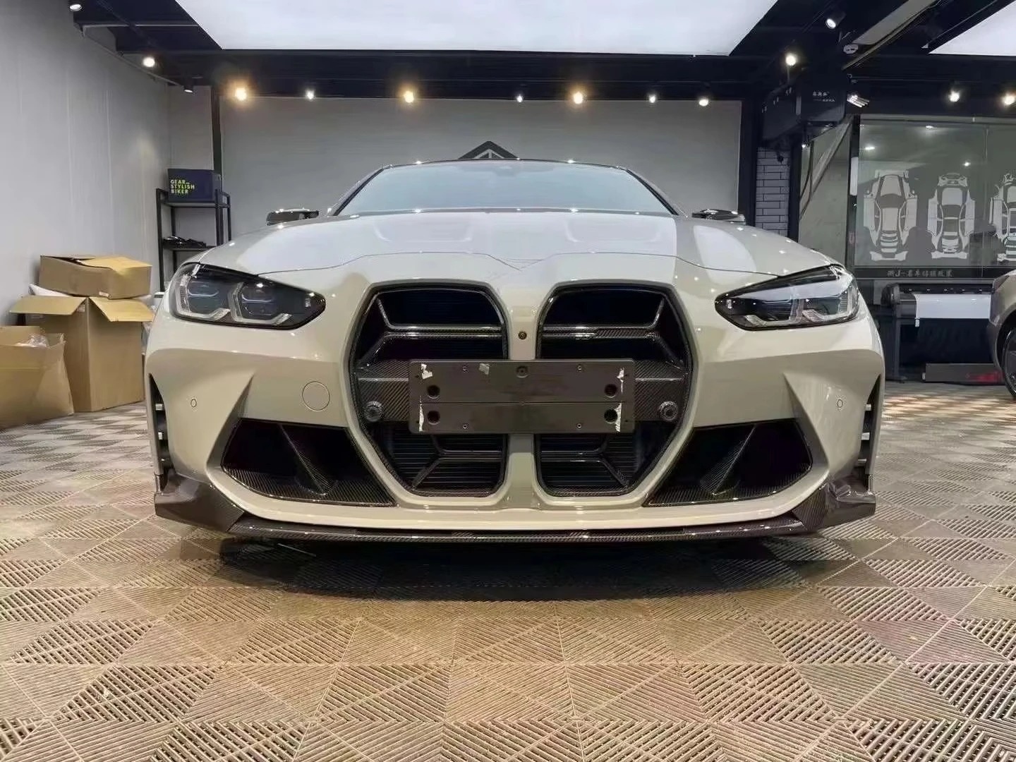 Grille Real Dry Carbon Fiber Front Bumper Nose Grille Grille CSL Style for  M3 G80 M4 G82